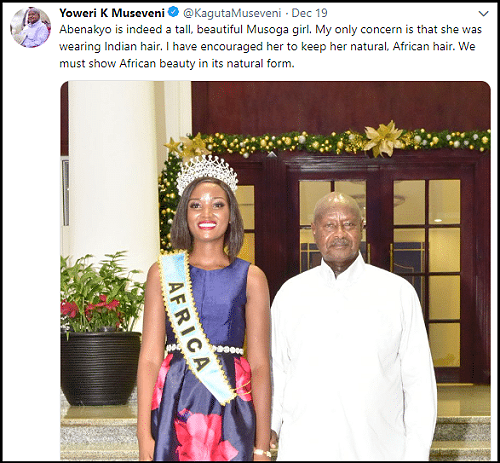 Ugandan President Stresses Importance of Natural African Beauty After Beauty Queen Wears ‘Indian Hair’ at Pageant