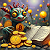Poetry: The two images presented depict a whimsical, fantastical creature engaged in activities centered...